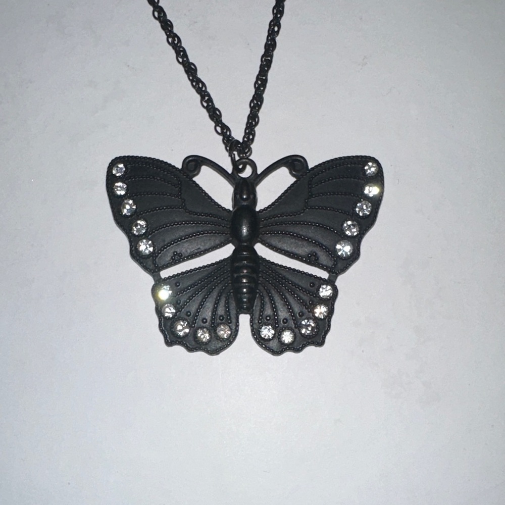Elegant Black Butterfly Pendant Necklace